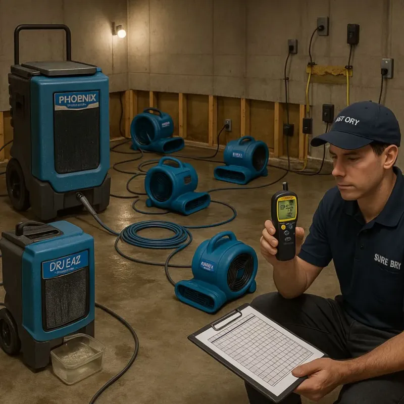 Structural Drying and Dehumidification process in Hennessey, OK